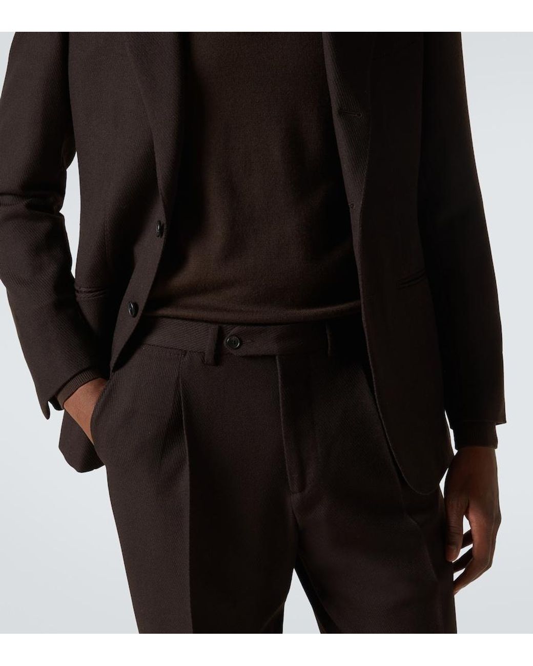 Saman Amel Black Amo Wool Twill Straight-Leg Pants for men