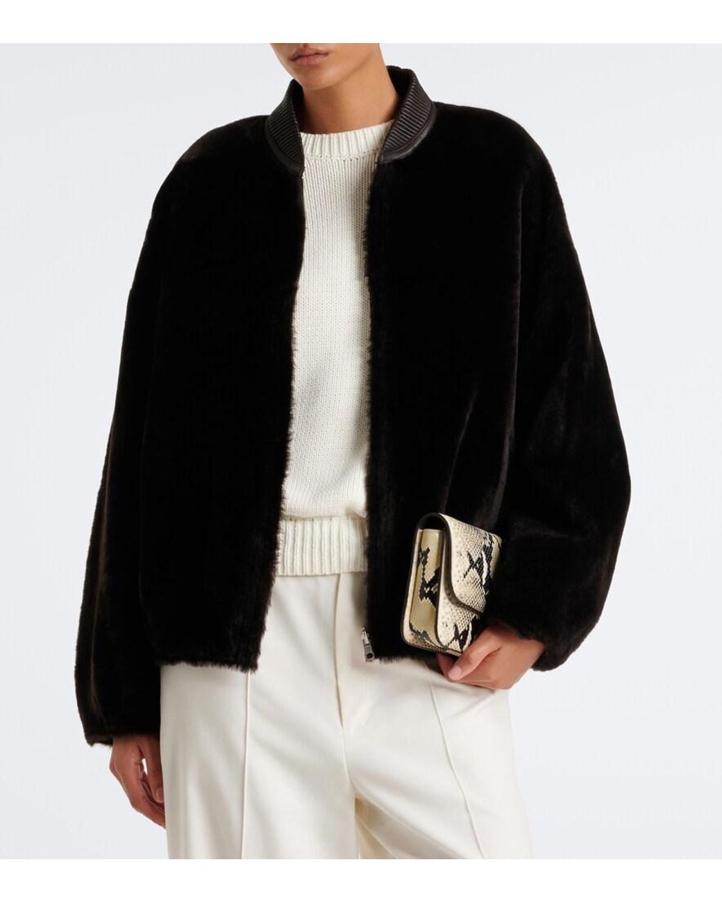 Arma Black Reversible Shearling Bomber Jacket