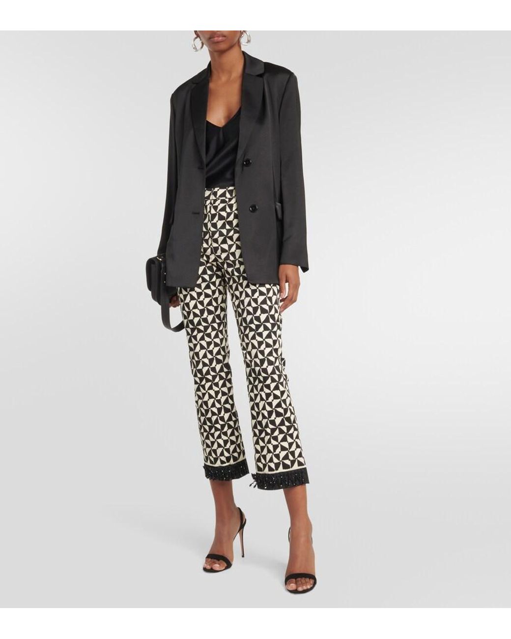 Max Mara Black Nereo Printed Cropped Pants