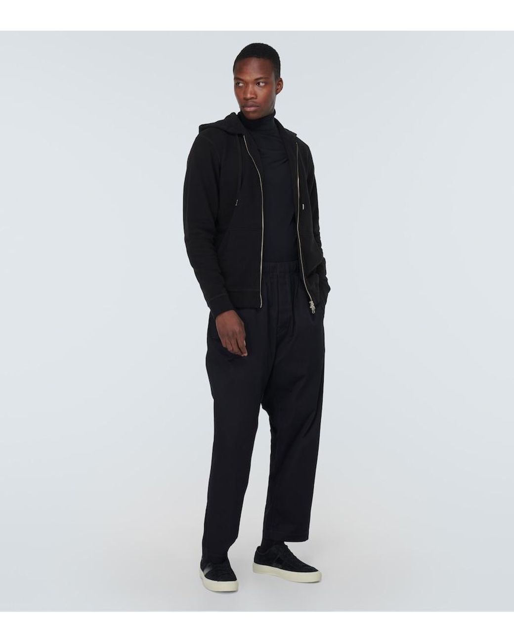 Sunspel Black Loopback Cotton Hoodie for men