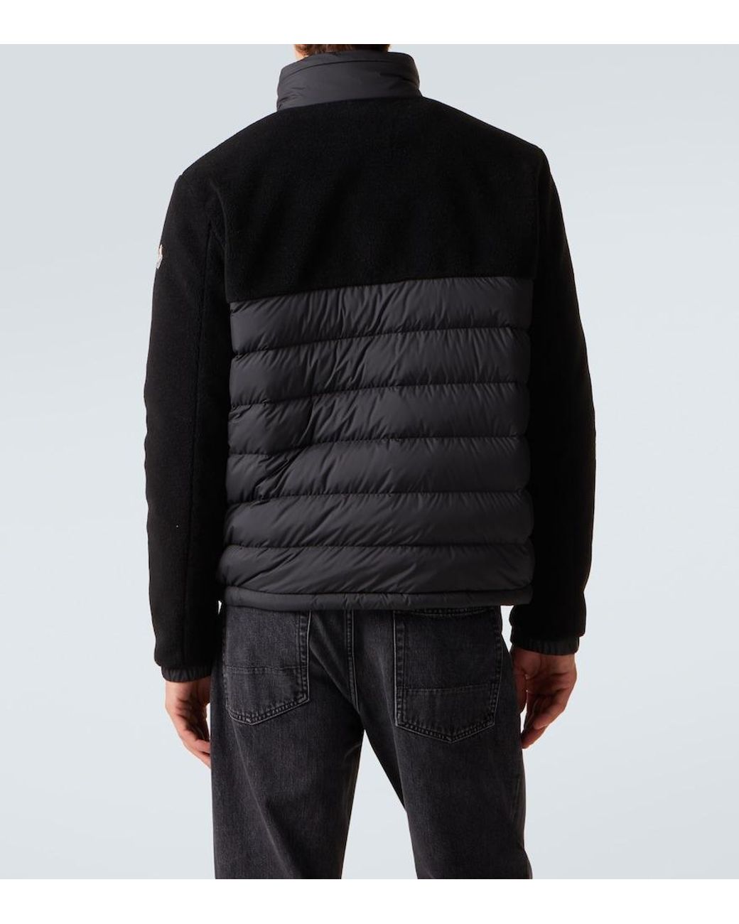 Moncler Black Mistral Down-Paneled Teddy Jacket for men
