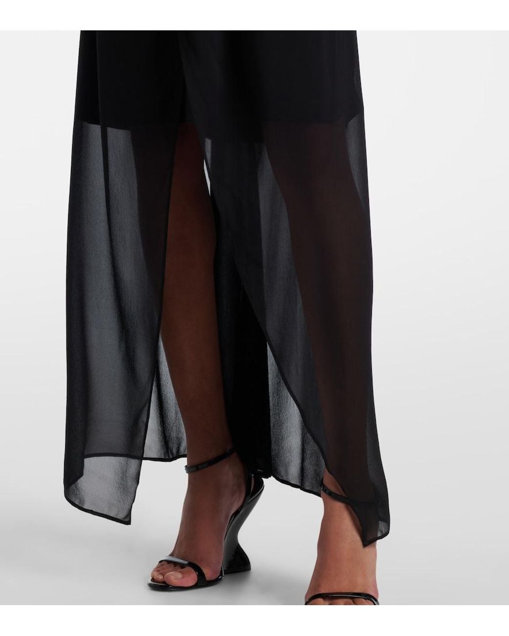 Christopher Esber Black Chain-Detail Silk Georgette Wrap Skirt