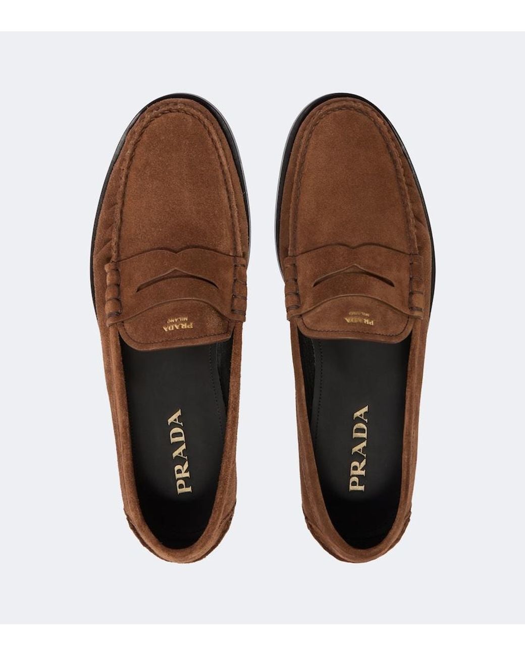 Prada Brown Suede Penny Loafers for men