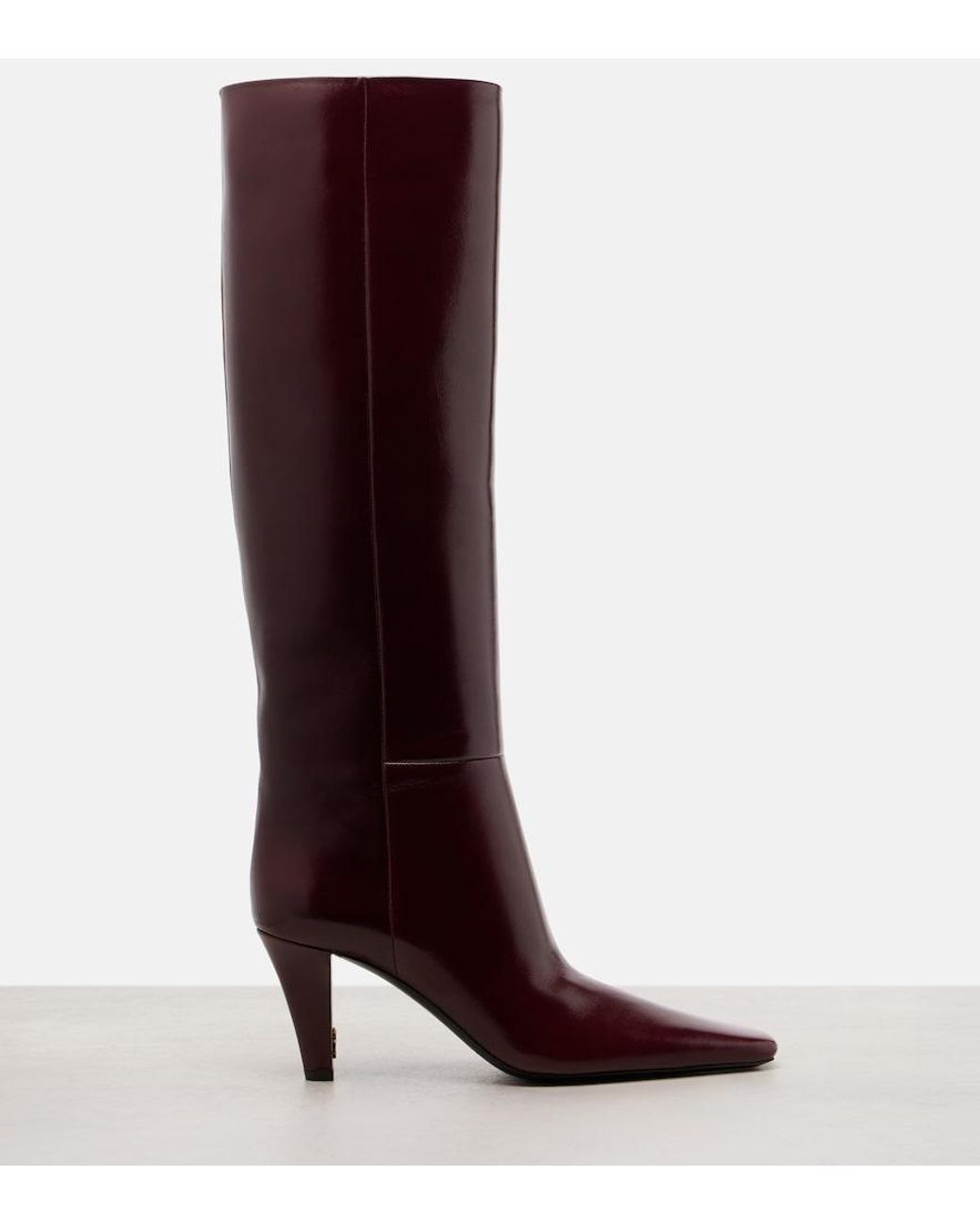 Saint Laurent Purple Jill 75 Leather Knee-High Boots