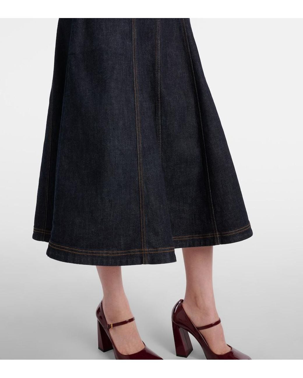 Vestido Bustier De Denim Con Cinturon Self-Portrait de color Blue
