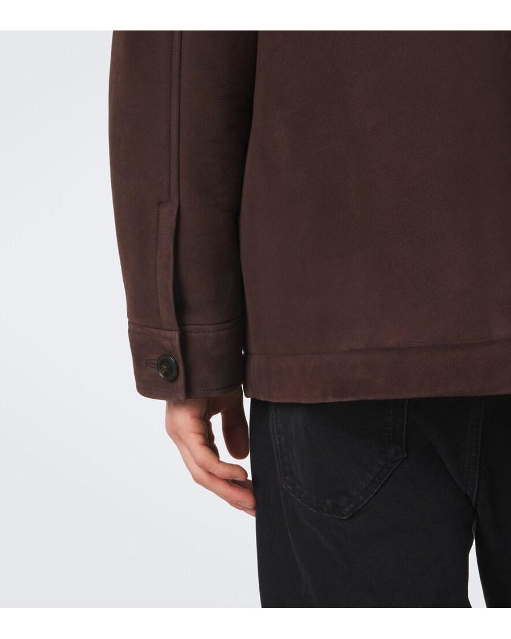 Yves Salomon Brown Shearling-Lined Suede Jacket for men