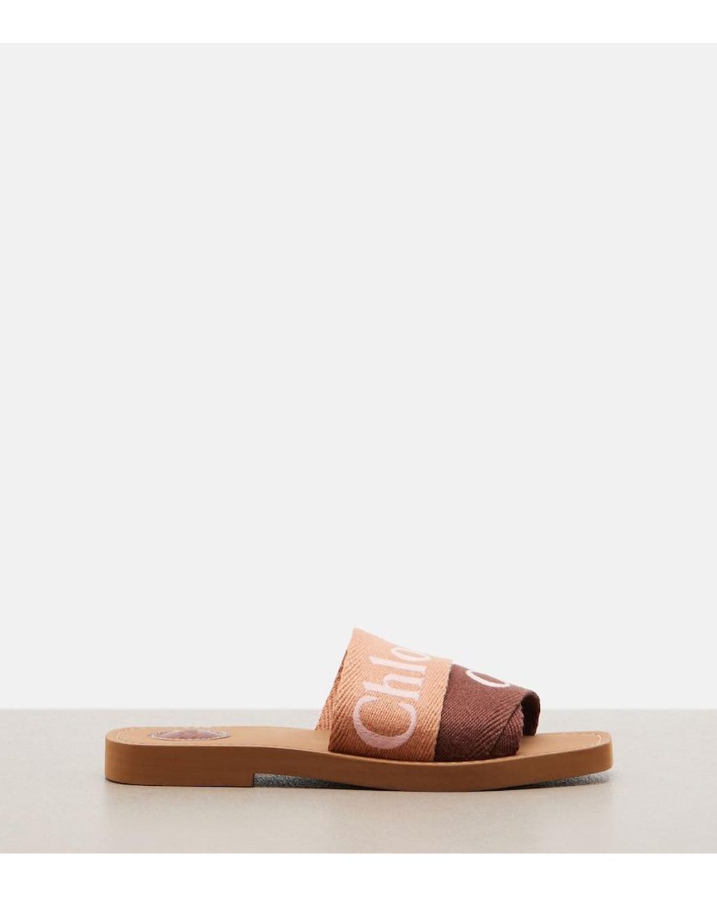 Chloé Pink Woody Canvas Slides