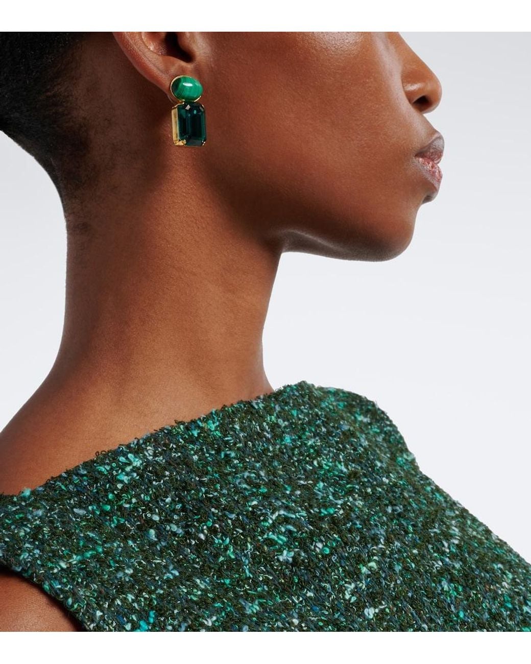 Jennifer Behr Green Elin Crystal-Embellished-Plated Earrings