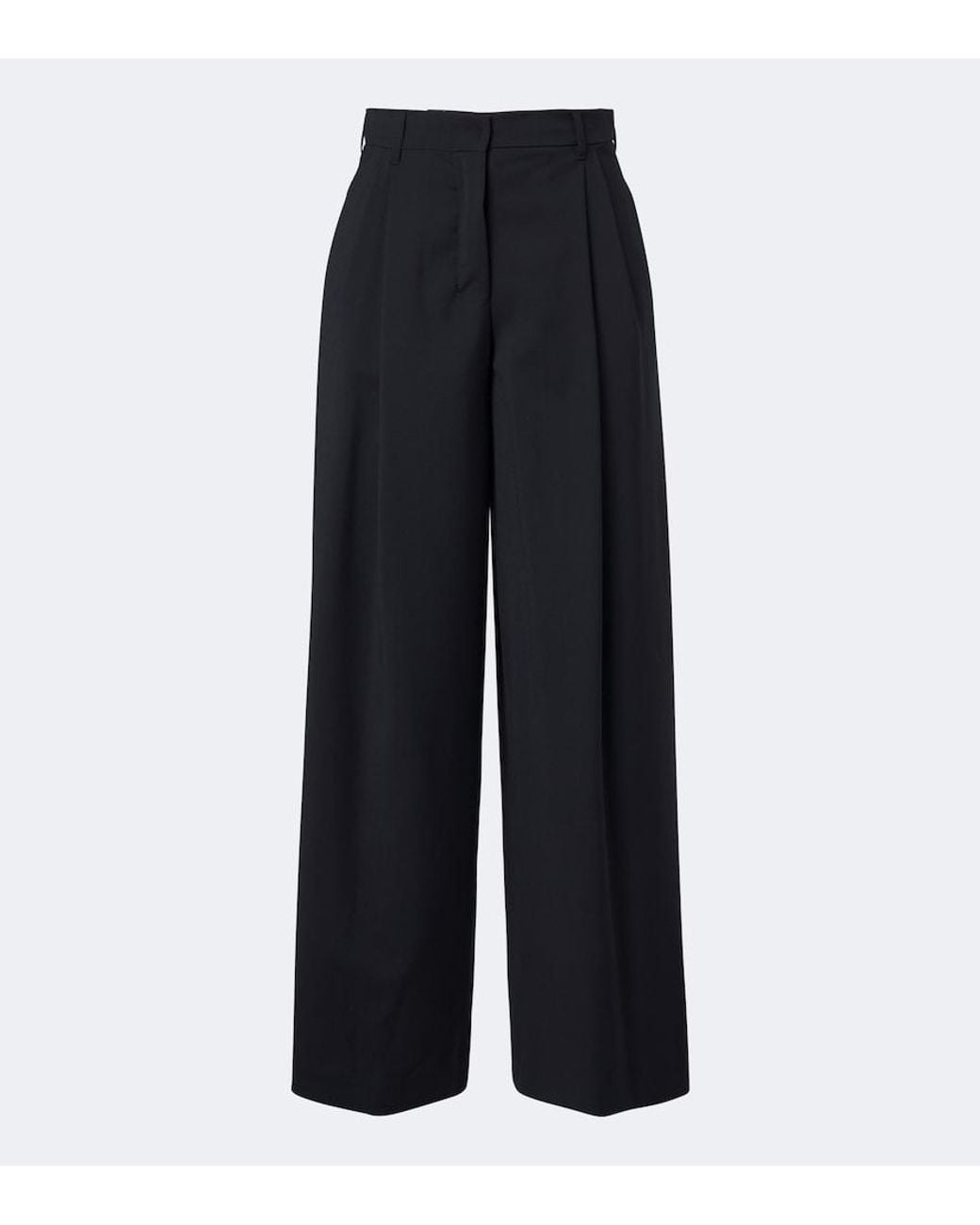 Max Mara Blue Wide-Leg Pleated Virgin Wool Pants