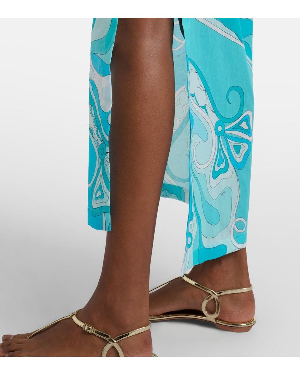 Emilio Pucci Blue Orchidee Cotton Beach Cover-Up