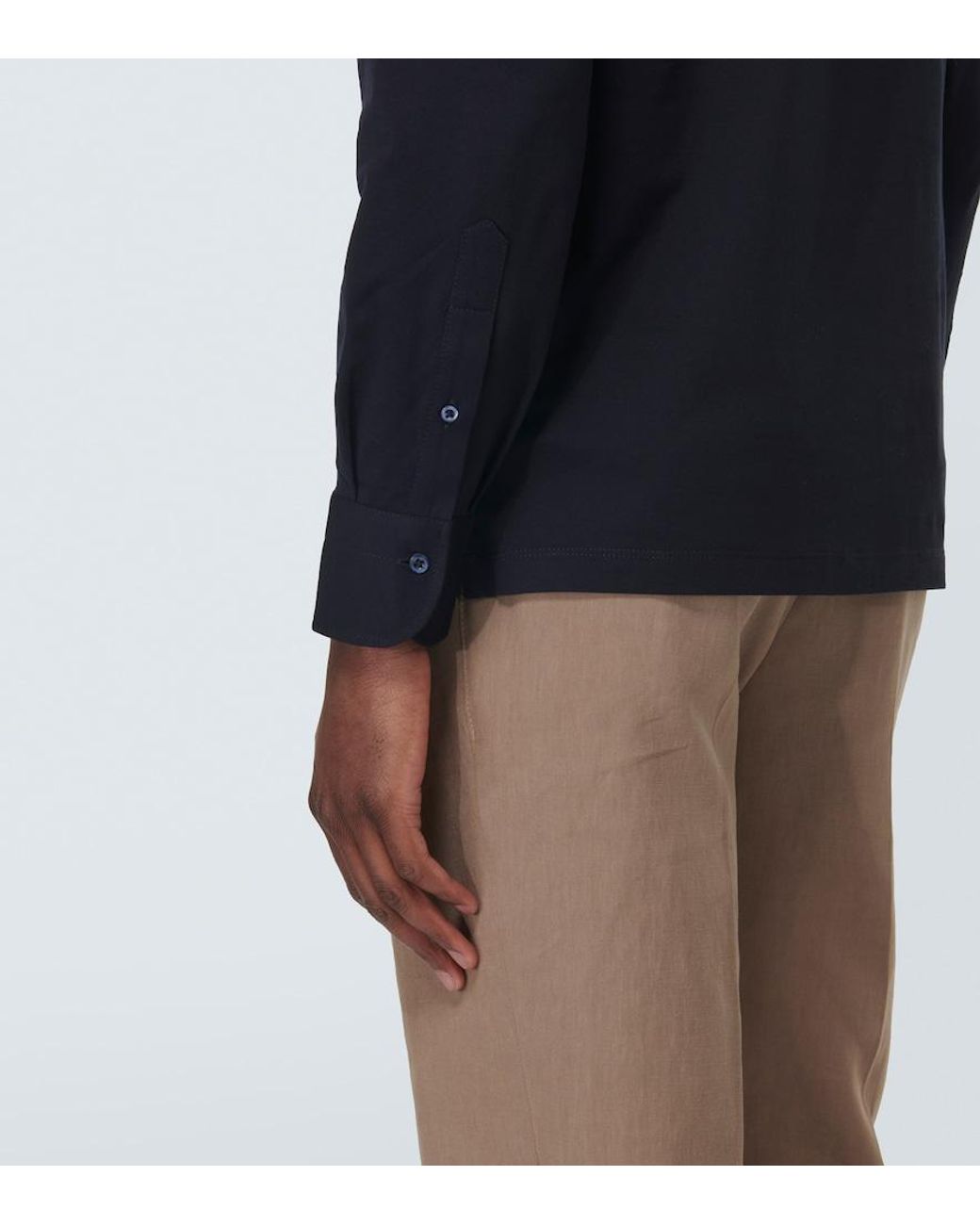 Brunello Cucinelli Blue Cotton Polo Sweater for men