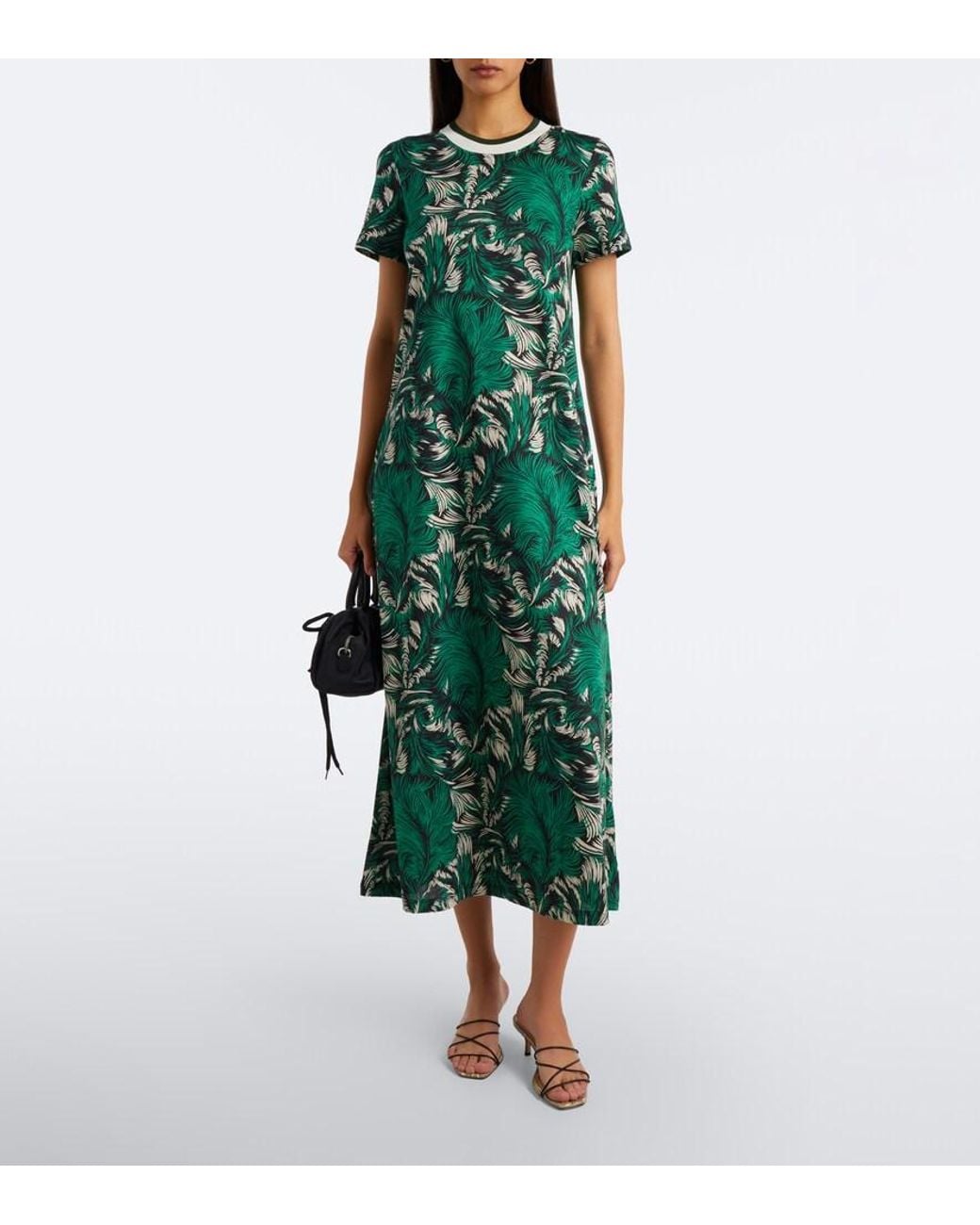 LaDoubleJ Green Sporty Swing Cotton Jersey Midi Dress
