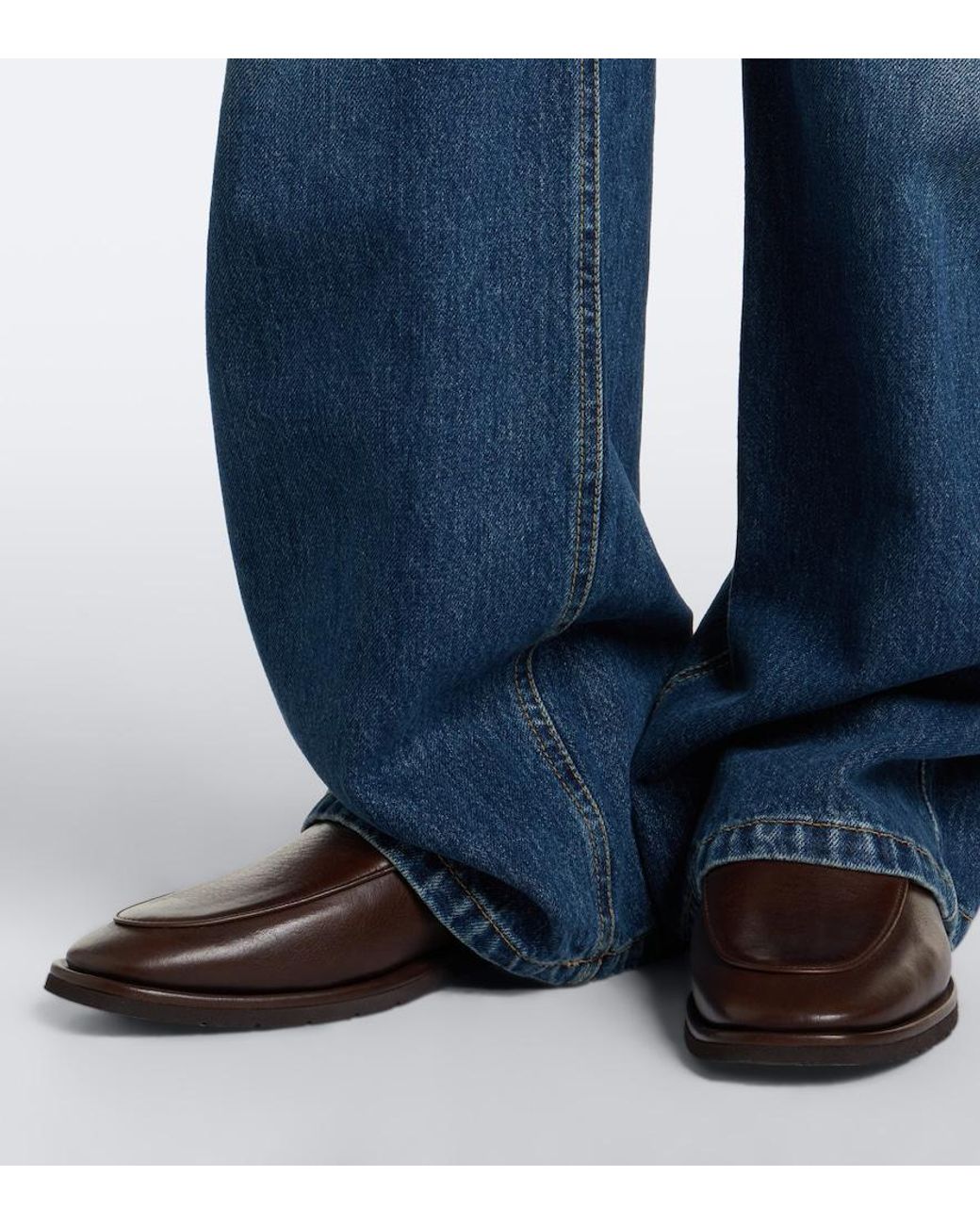 Brunello Cucinelli Brown Monili Leather Loafers