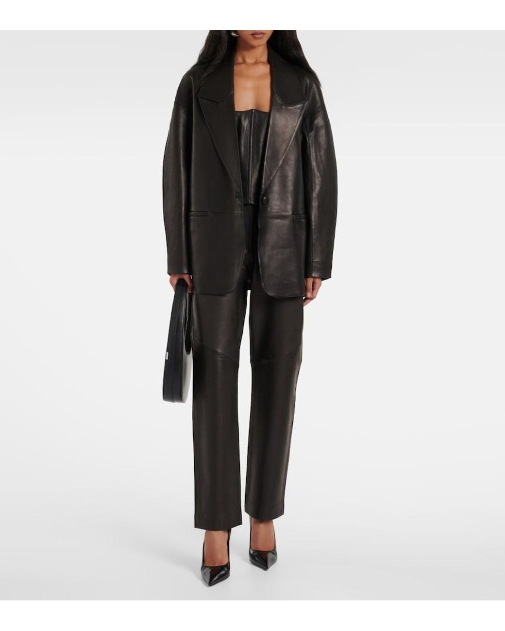 The Sei Black Slouchy Leather Blazer