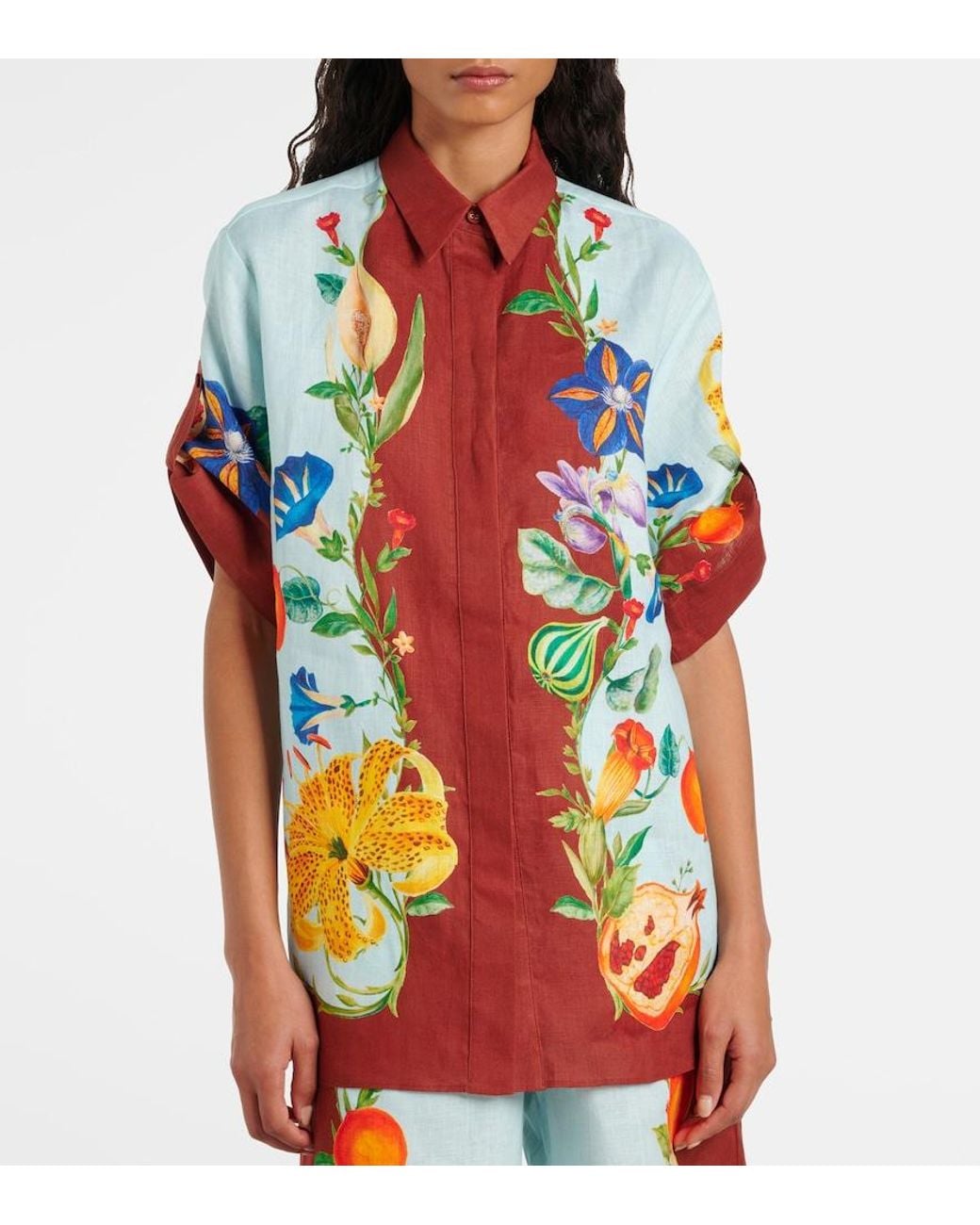 ALÉMAIS Multicolor Dahlia Floral Linen Shirt