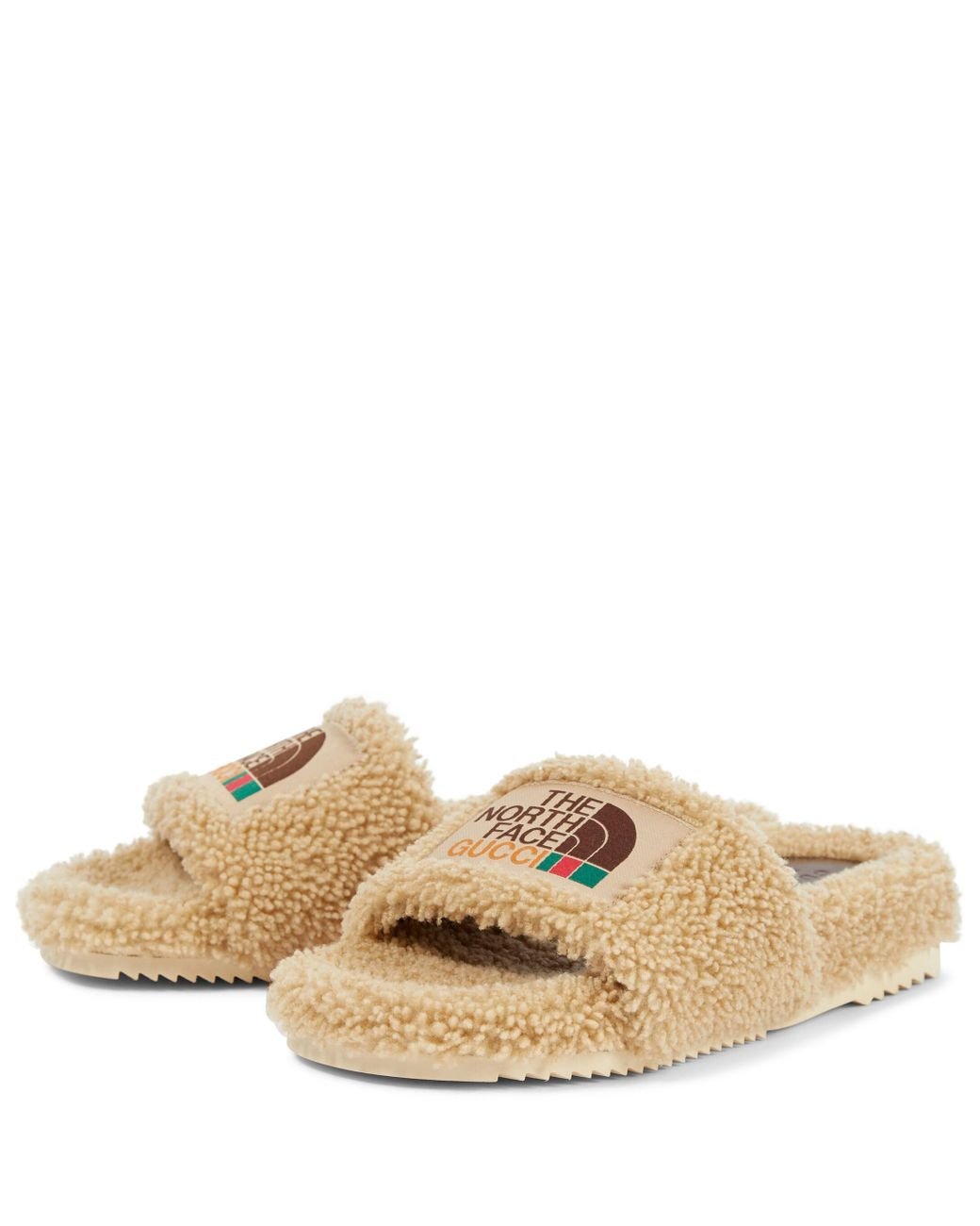 Gucci Fur X The North Face Shearling Slides in Beige (Brown) | Lyst