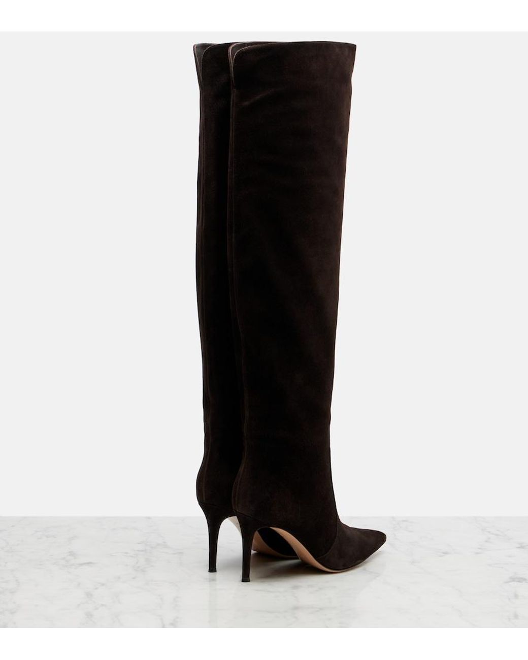 Gianvito Rossi Black Hansen Suede Knee-High Boots