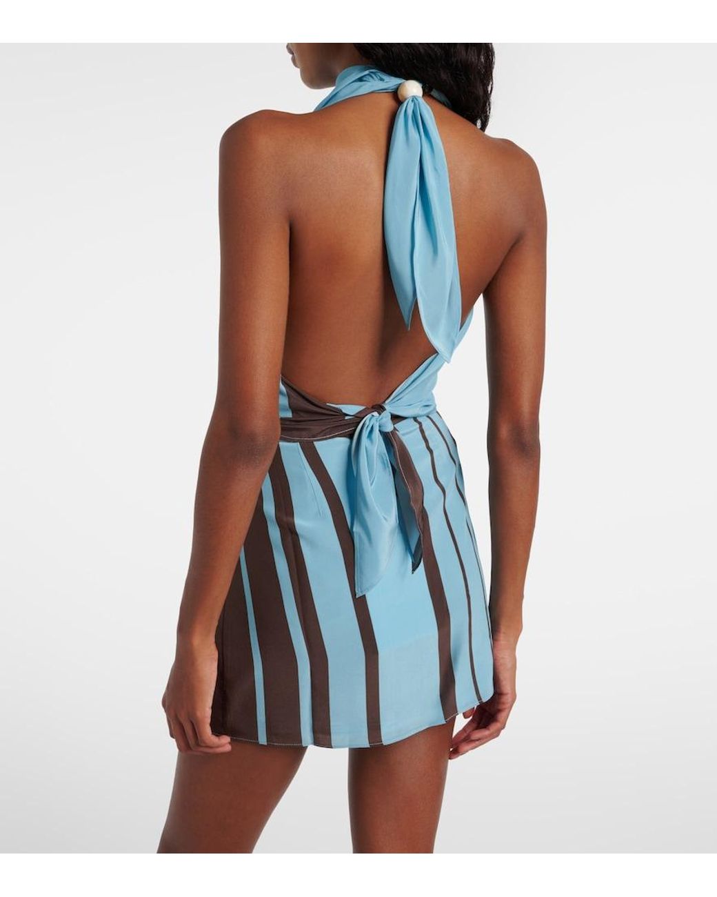 Sir Blue Rioja Draped Striped Silk Crepe Top