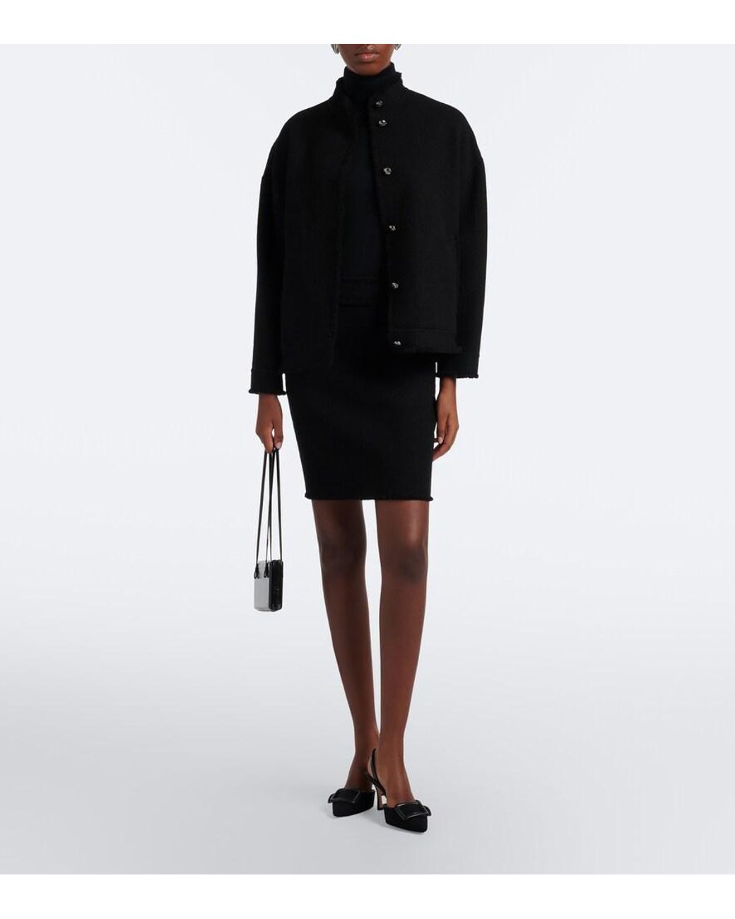 Max Mara Black Virgin Wool Jersey Miniskirt