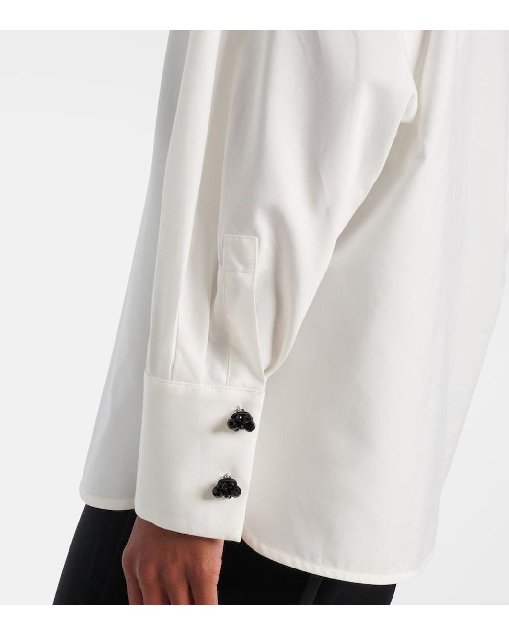 Max Mara White Roll Cotton And Silk Poplin Shirt