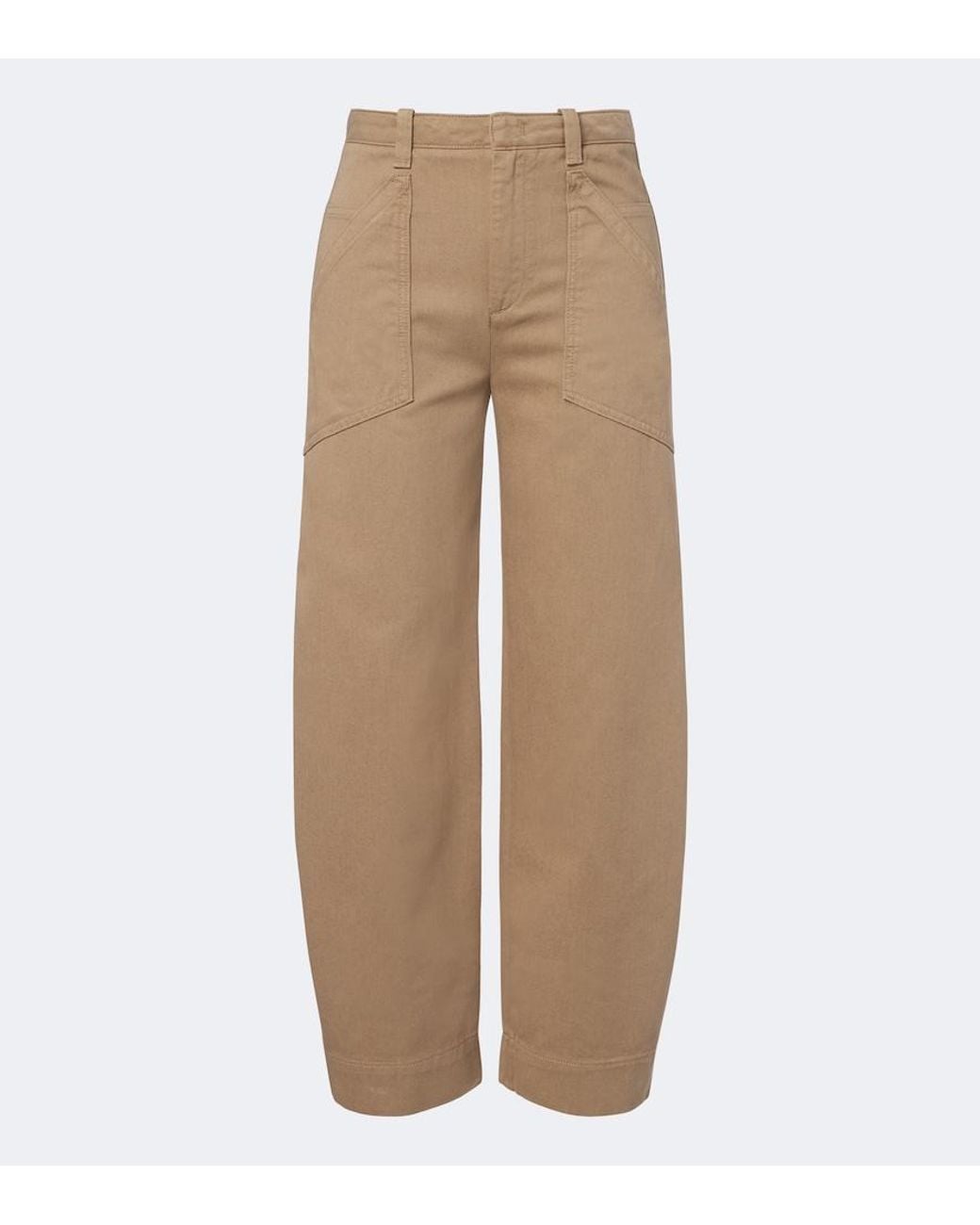 Vince Natural Cropped Cotton Twill Barrel-Leg Pants