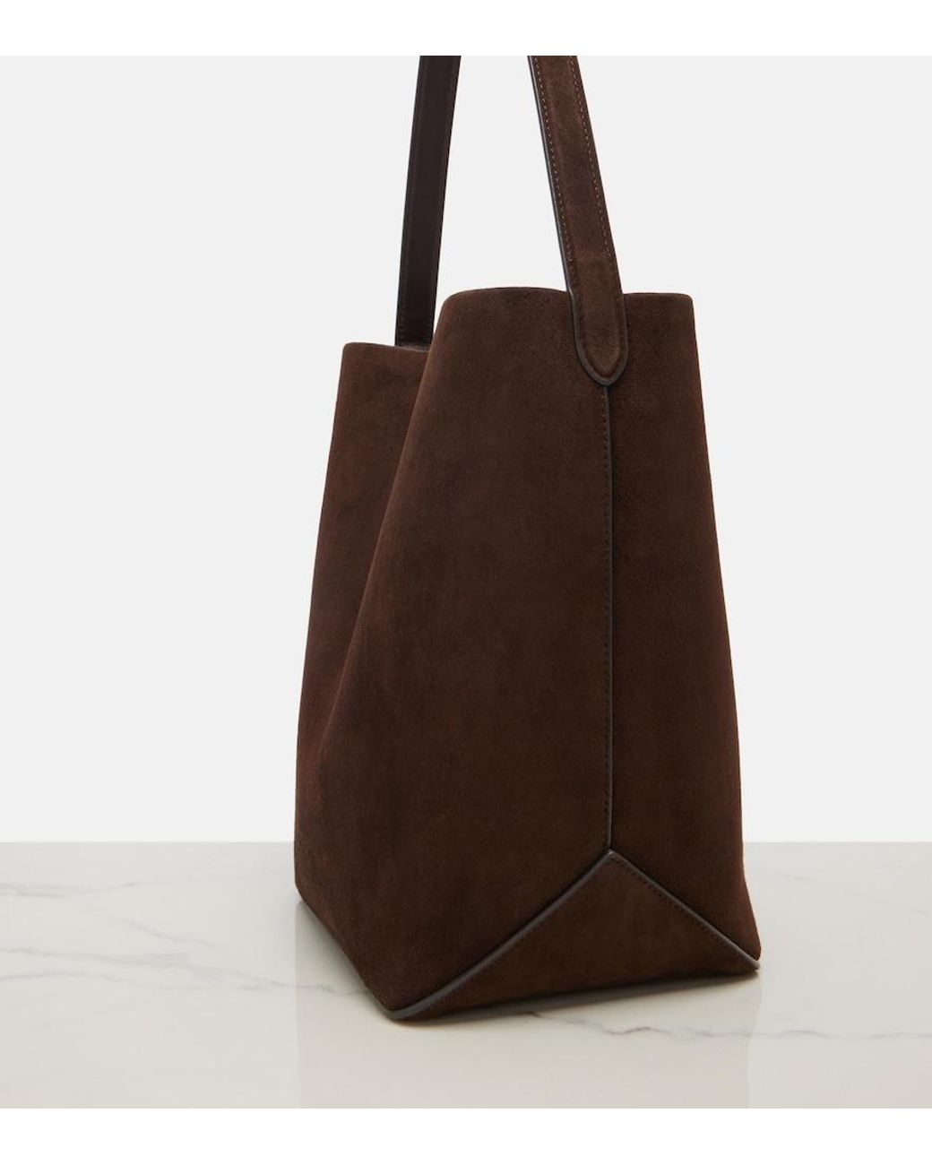 The Row Brown Tote Bag N/S Park Edge Medium Aus Veloursleder
