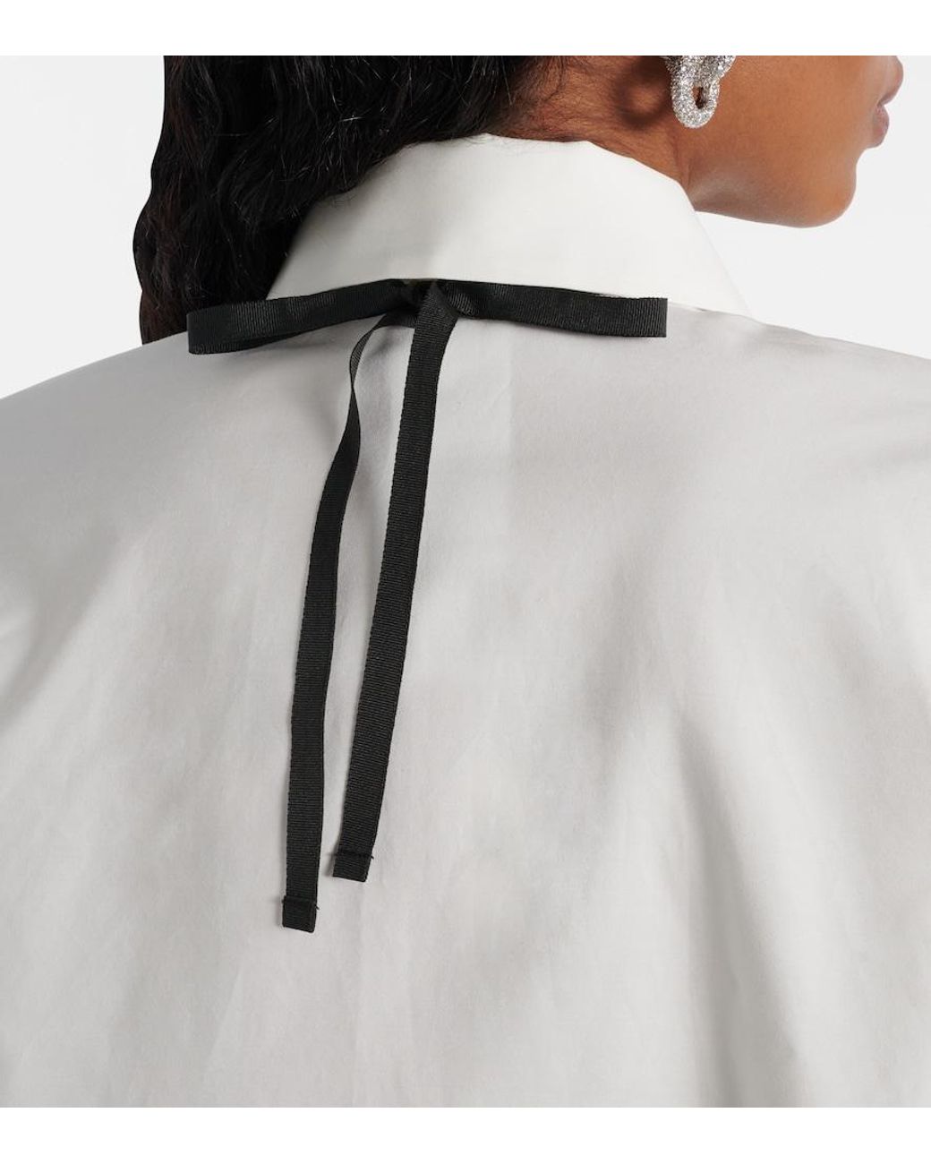 Max Mara White Roll Cotton And Silk Poplin Shirt