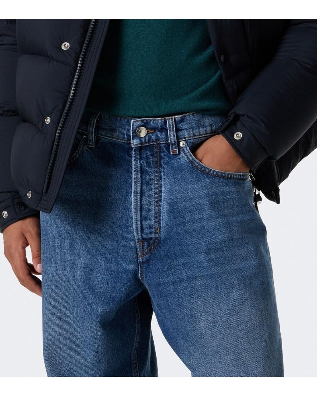 Moncler Blue Faded Straight Jeans for men
