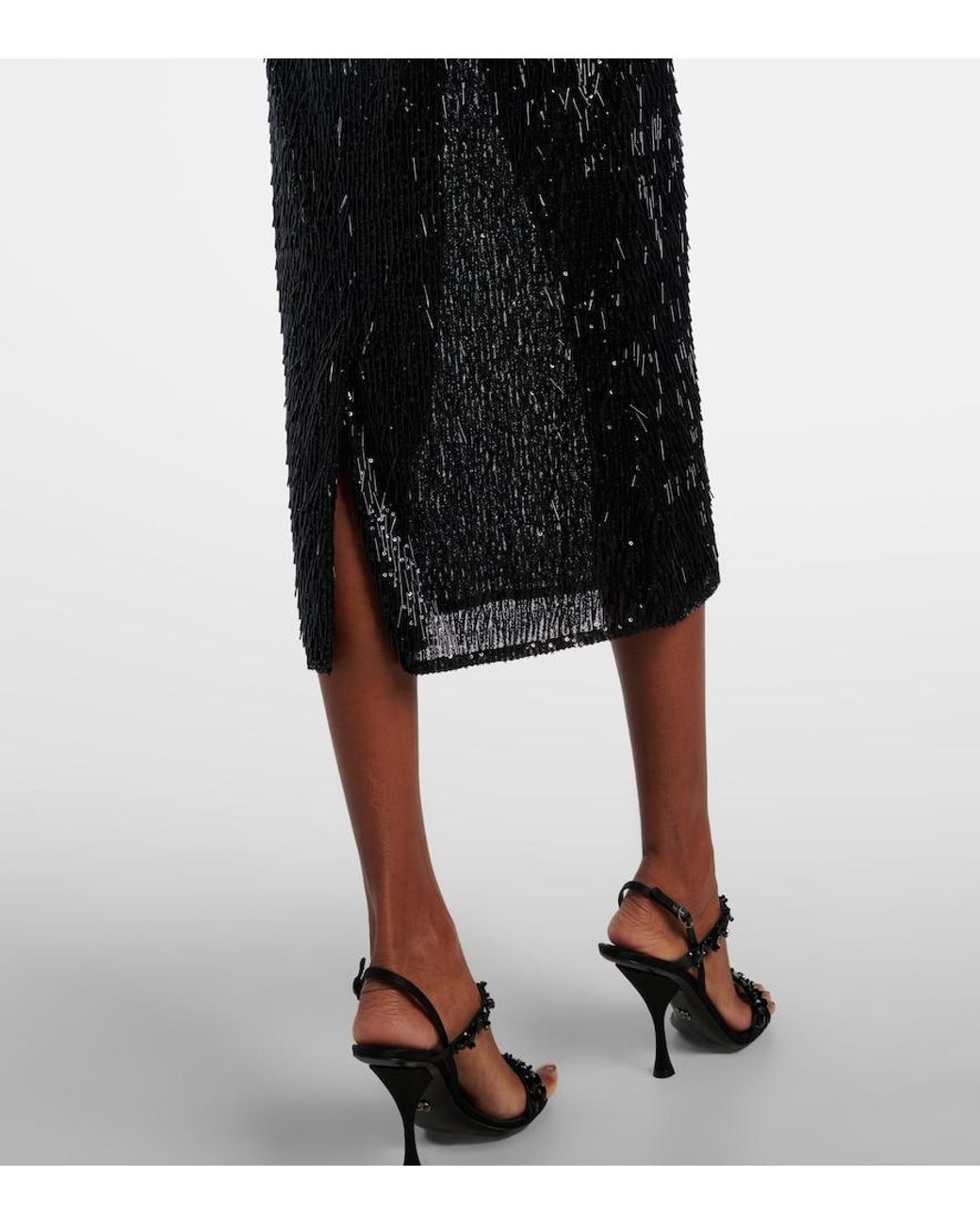 Dolce & Gabbana Black Sequined Midi Dress