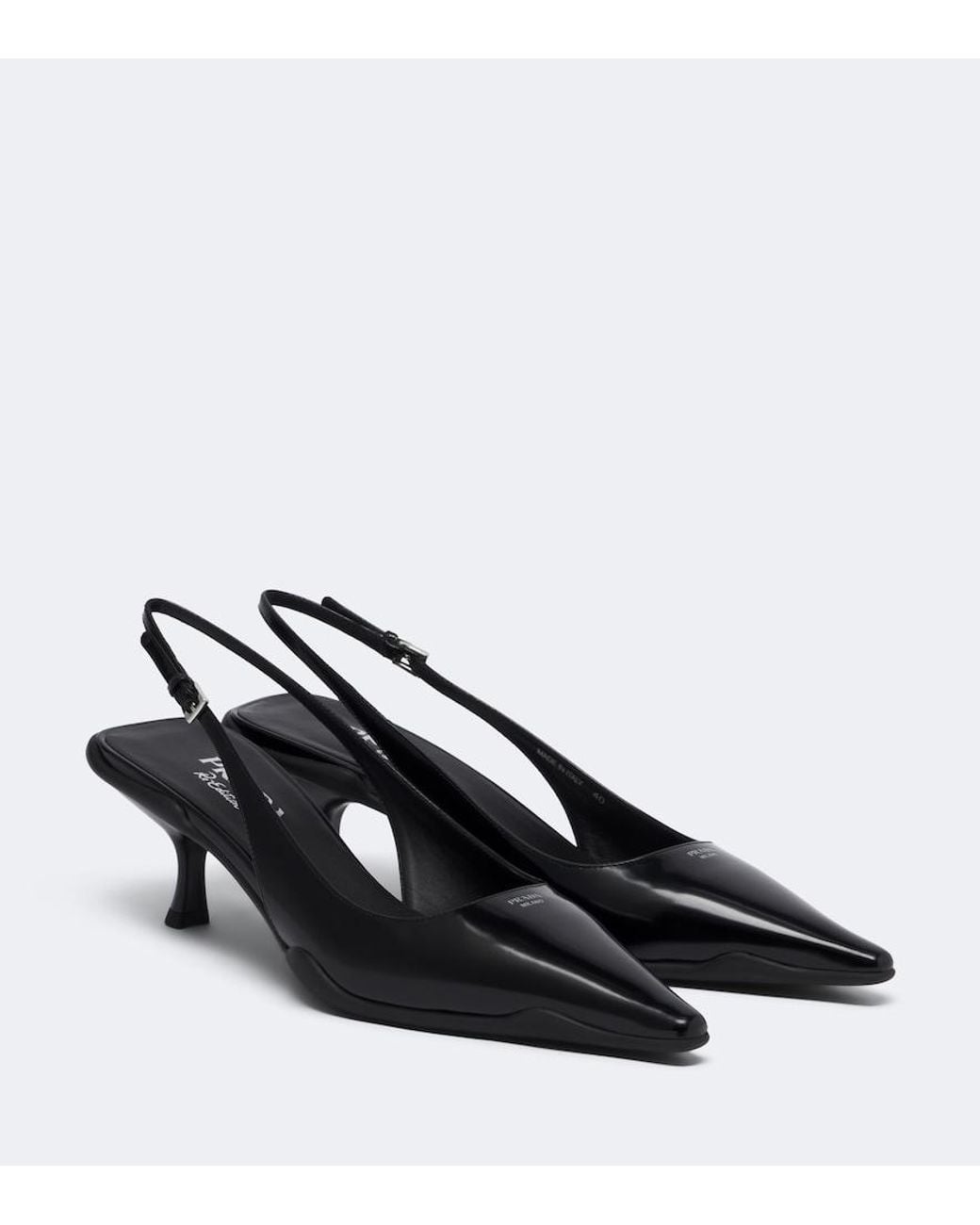 Prada Black Leather Slingback Pumps