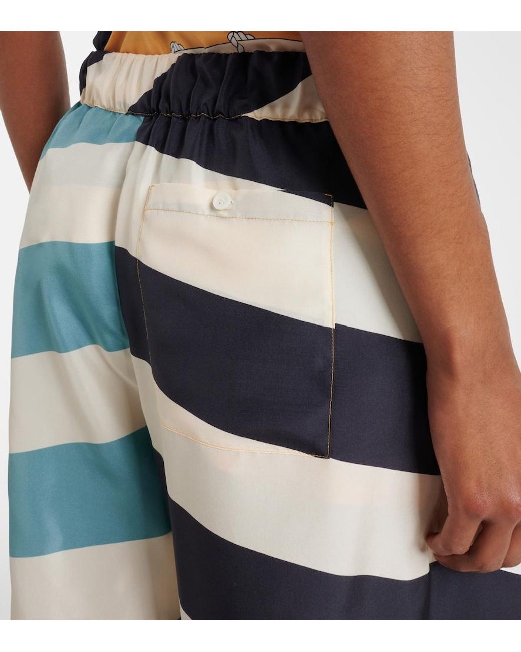 Loewe Blue Printed Silk Wide-Leg Pants