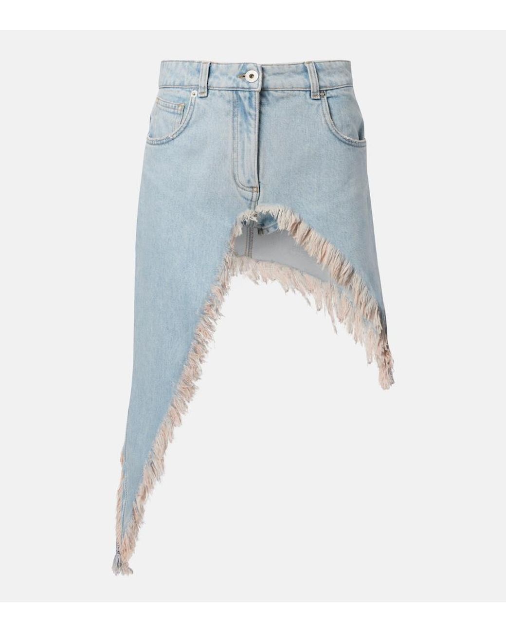Blumarine Blue Asymmetric Distressed Denim Miniskirt
