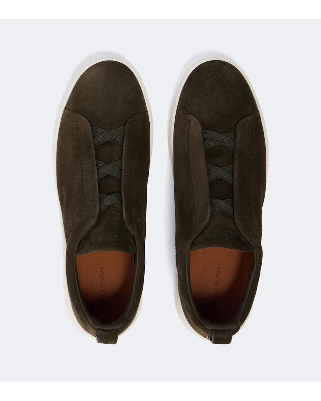 Zegna Green Triple Stitch Suede Sneakers for men