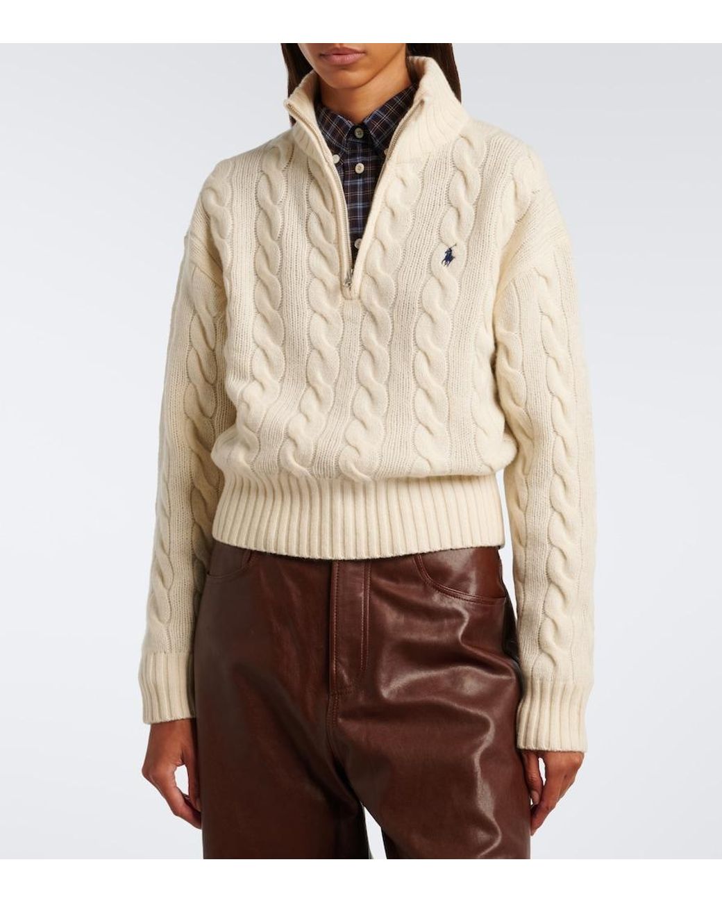 Polo Ralph Lauren White Cable-Knit Wool And Cashmere Sweater
