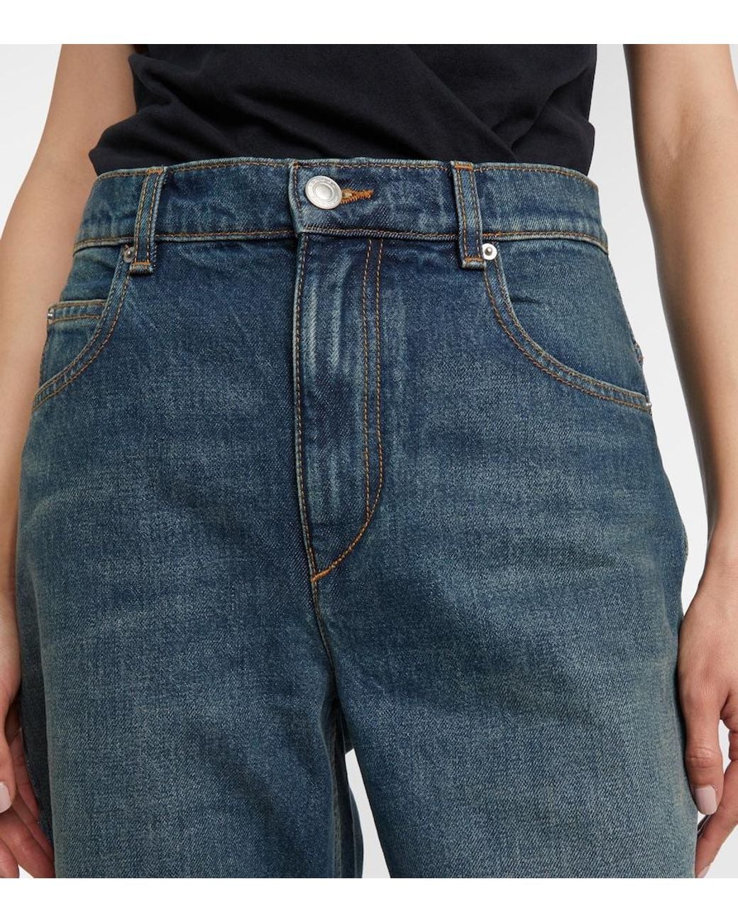 Isabel Marant Blue Dromie Mid-Rise Straight Jeans