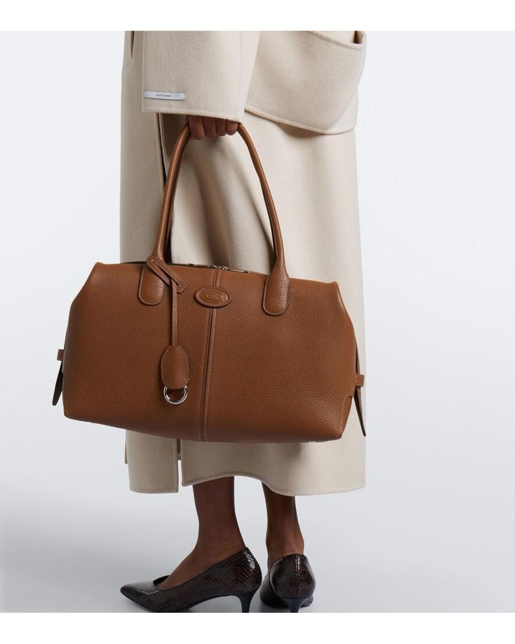 Tod's Brown Large Leather Bowling Bag