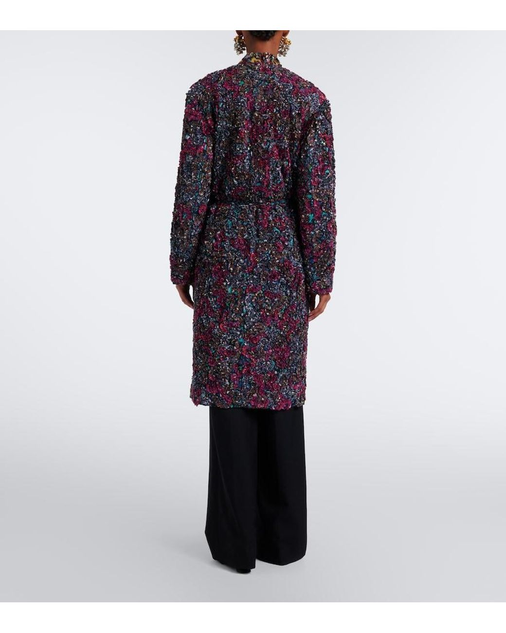 Dries Van Noten Blue Embellished Embroidered Coat