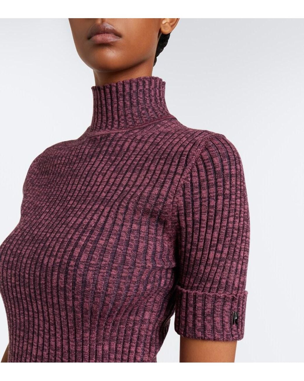 Rabanne Purple Ribbed-Knit Wool And Silk Sweater
