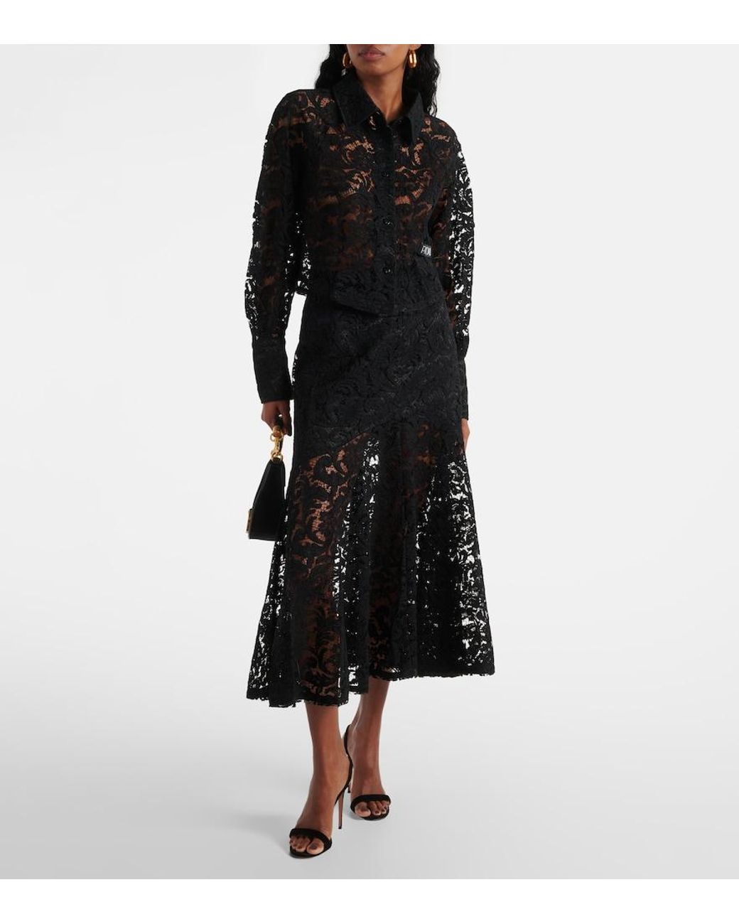 Patou Black Cropped Lace Blouse