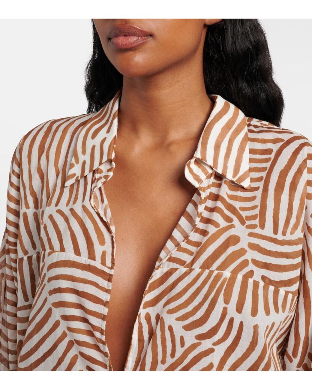 ViX Natural Moana Oversized Printed Cotton Shirt
