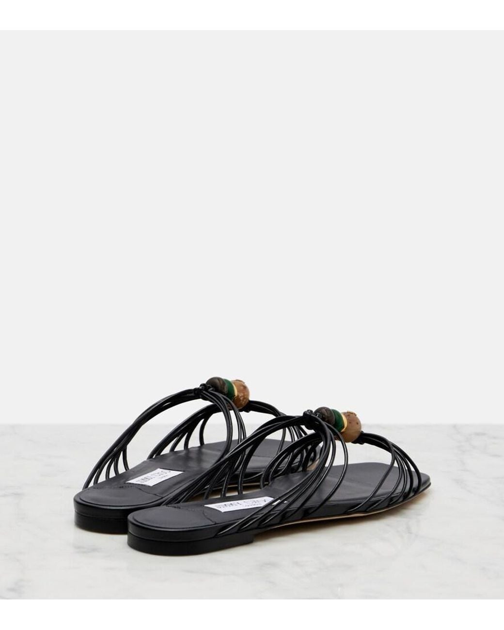 Jimmy Choo Black Lova Embellished Leather Sandals