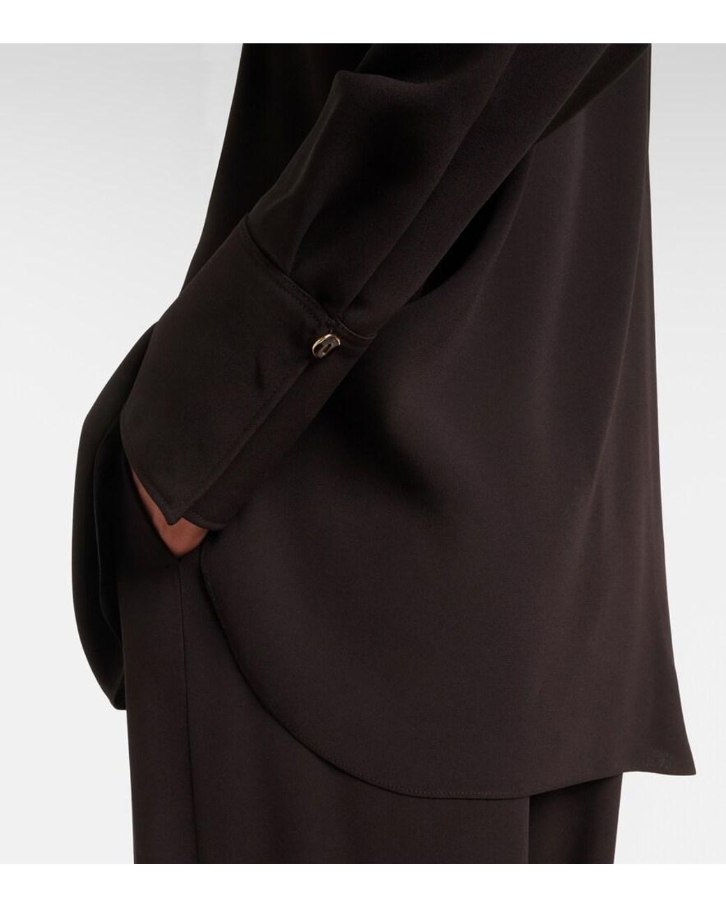 Agnona Black Tie-Neck Jersey Blouse