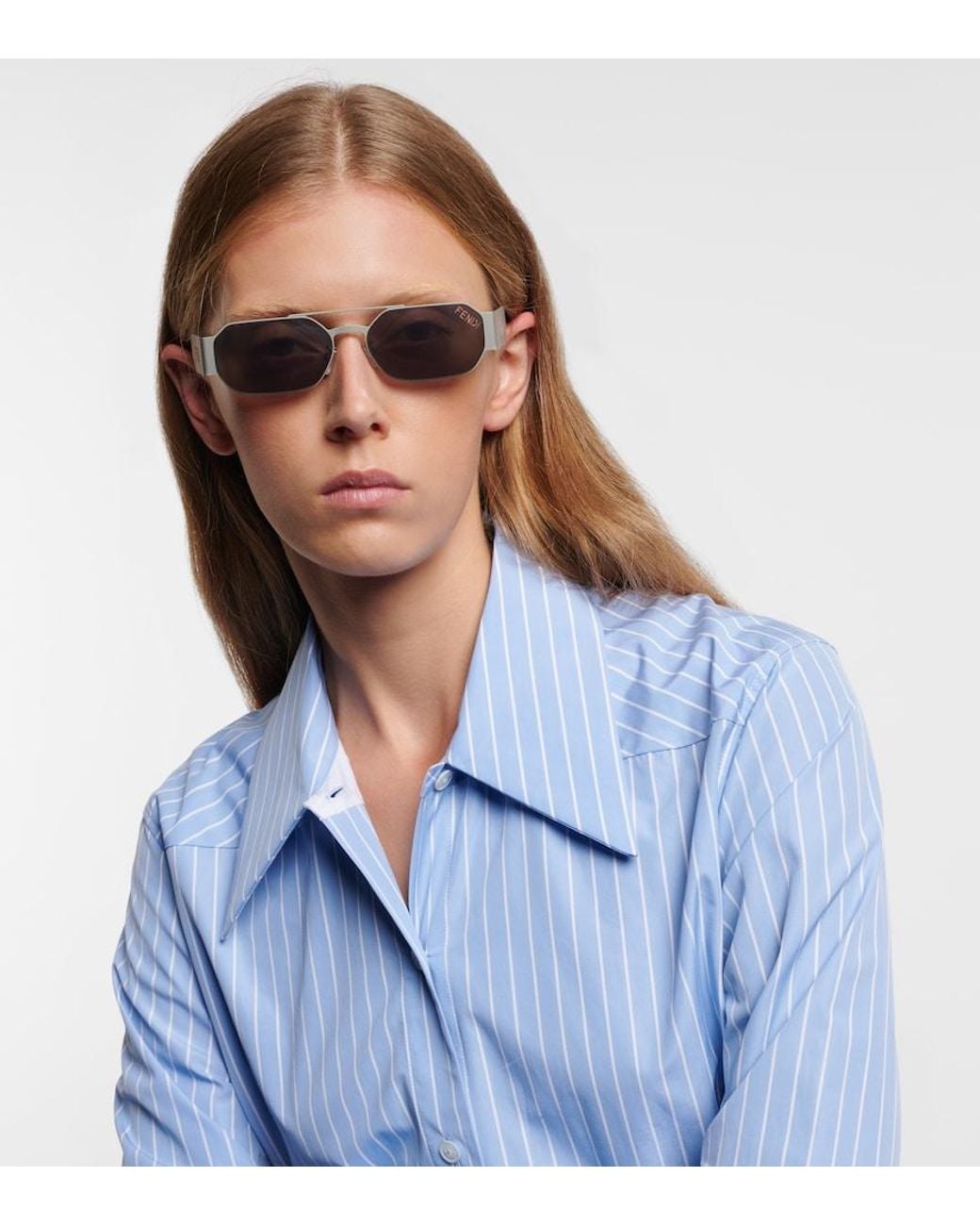 Fendi Blue Eckige Sonnenbrille