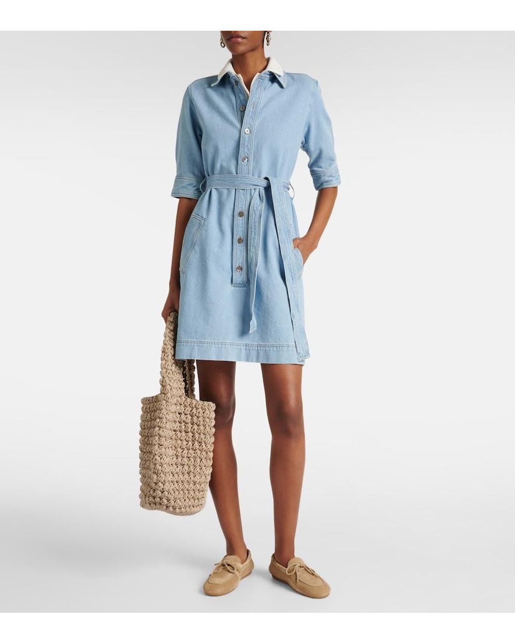 FRAME Blue Denim Shirt Dress