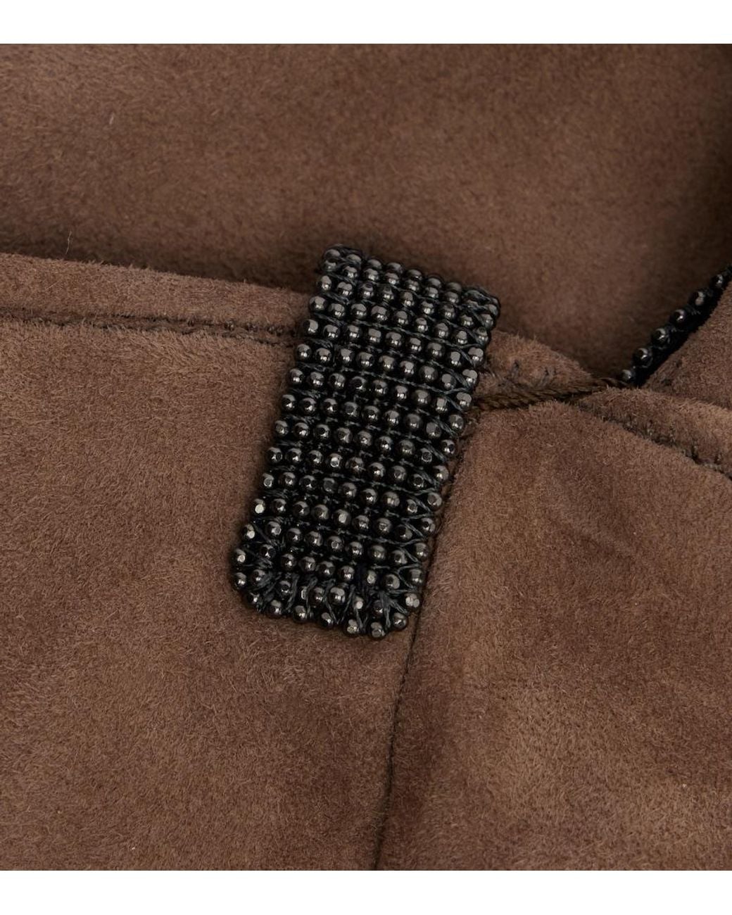 Brunello Cucinelli Brown Monili Suede Gloves