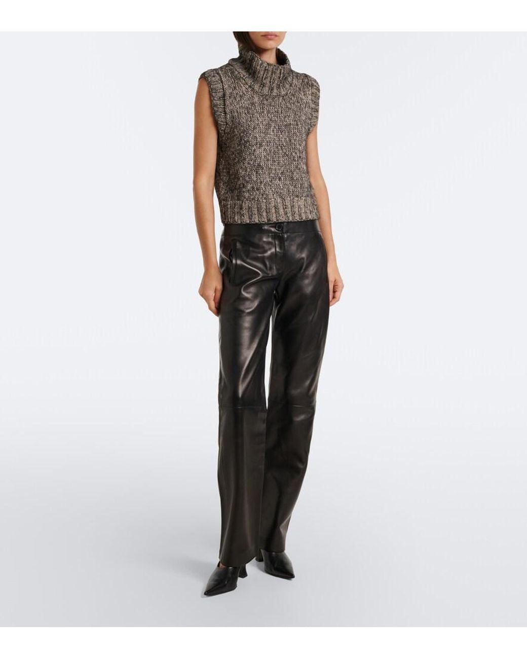 Khaite Gray Cashmere, Mohair, And Silk Turtleneck Vest