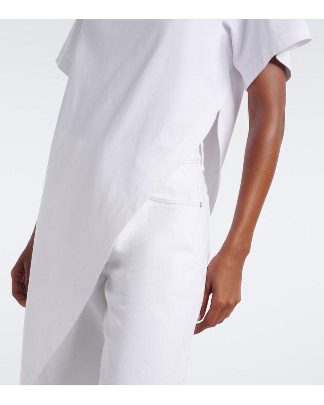 Alaïa White Asymmetric Cotton Jersey T-Shirt