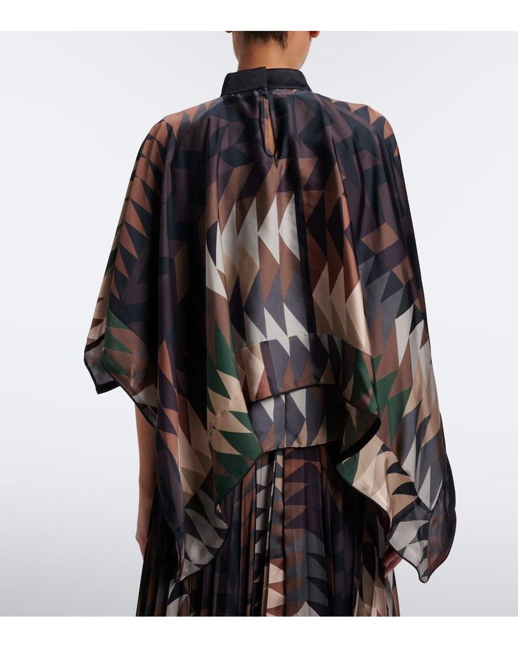 Sacai Black Printed Satin Top