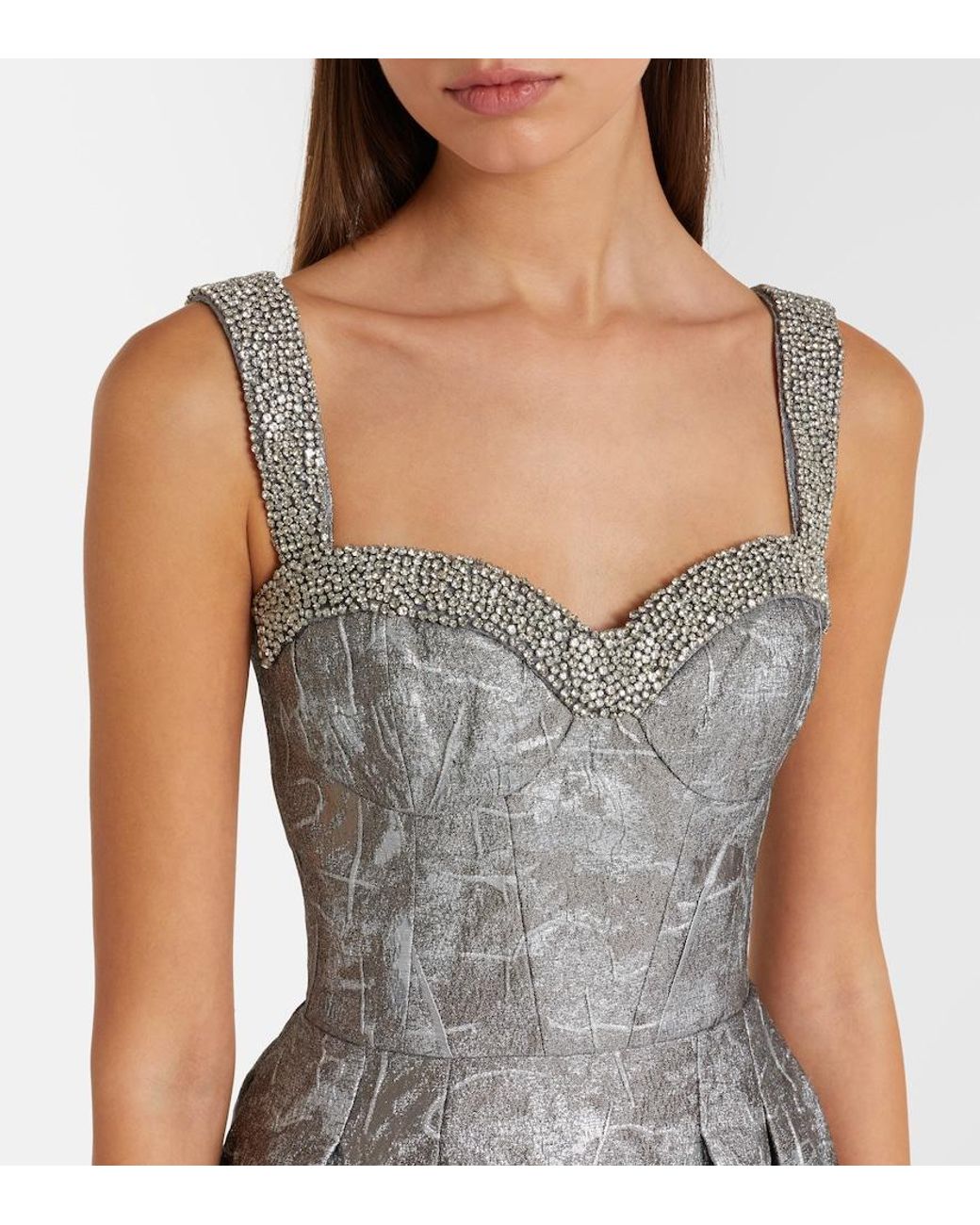 Rebecca Vallance Gray Sterling Metallic-Effect Jacquard Cocktail Dress