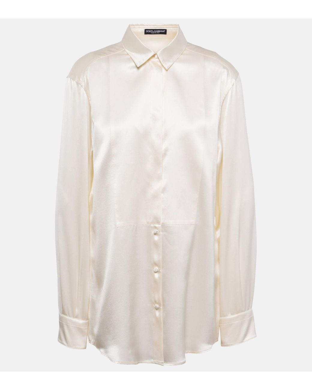 Dolce & Gabbana Paneled Silk Shirt in White | Lyst UK